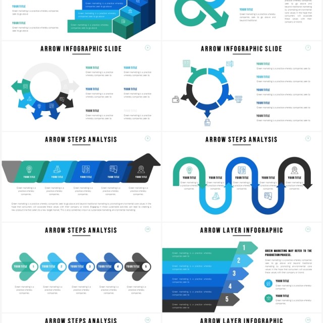 蓝绿色箭头信息图PPT素材模板Arrow Slides Template 蓝绿色箭头信息图PPT素材模板Arrow Slides Template