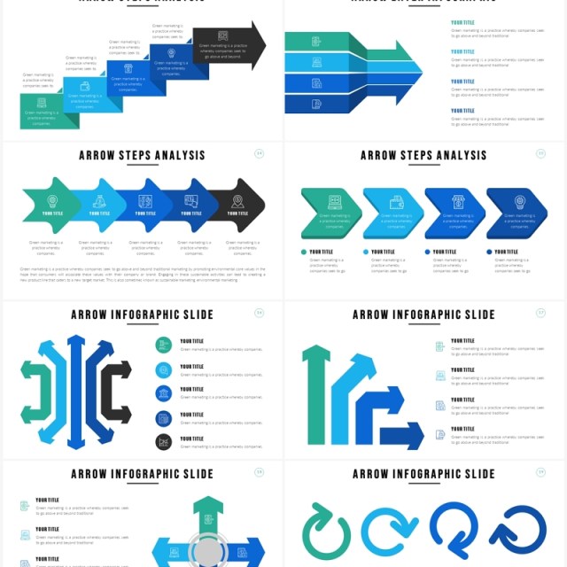 蓝绿色箭头信息图PPT素材模板Arrow Slides Template 蓝绿色箭头信息图PPT素材模板Arrow Slides Template