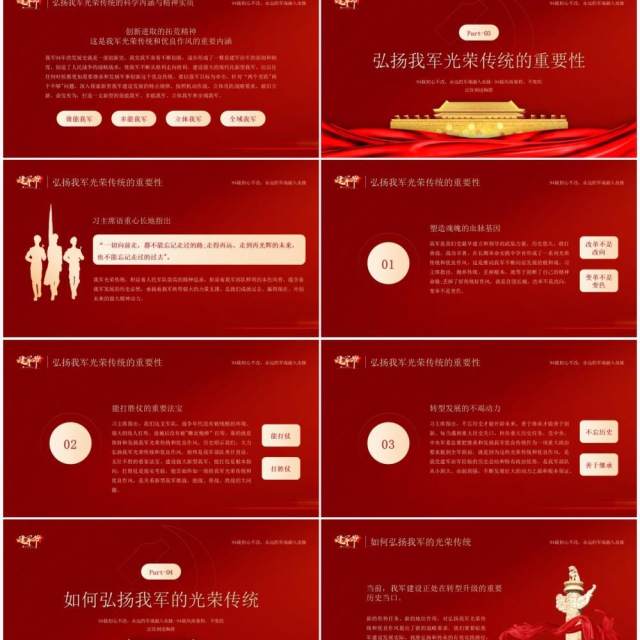红色党政风建军节九十四周年纪念日PPT模板 红色党政风建军节九十四周年纪念日PPT模板
