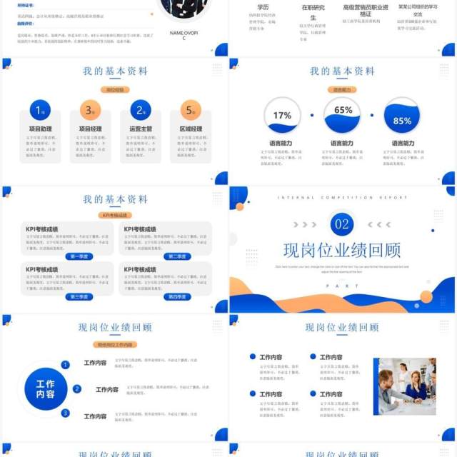 蓝色商务风内部竞聘报告PPT通用模板