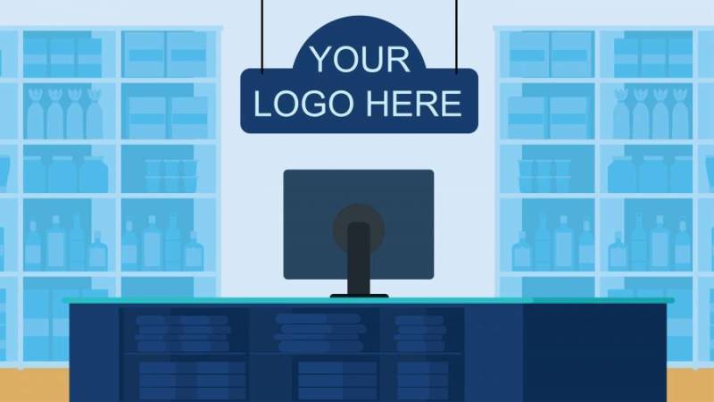 矢量商店内部插画