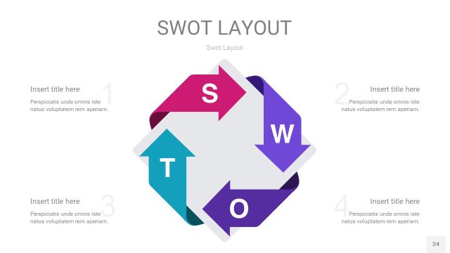 玫瑰紫SWOT图表PPT24