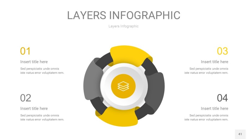 灰黄色3D分层PPT信息图41