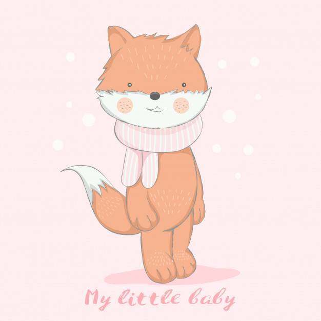 可爱的小宝贝狐狸卡通手绘风格