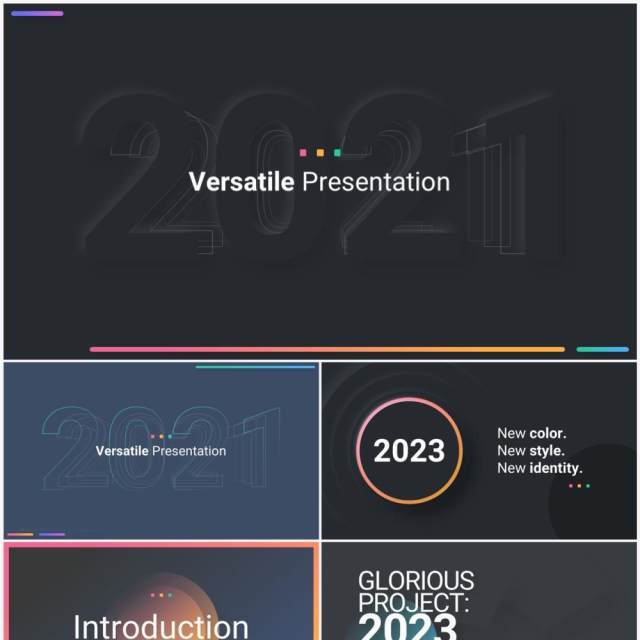 深色多功能商业社交媒体商务PPT幻灯片模板2023 Versatile Presentation - Dark