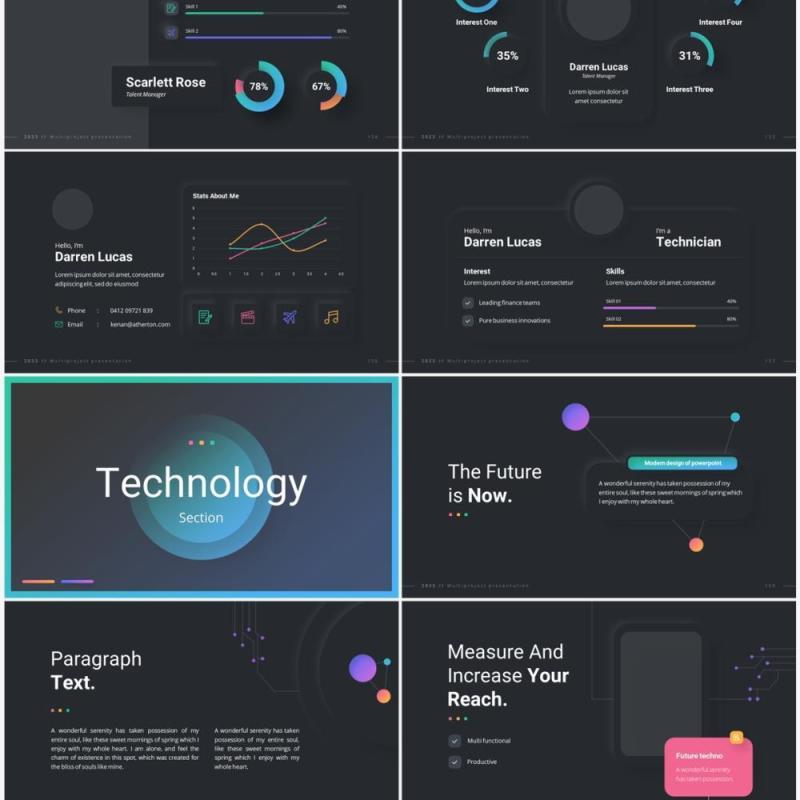 深色多功能商业社交媒体商务PPT幻灯片模板2023 Versatile Presentation - Dark