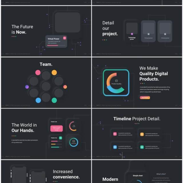 深色多功能商业社交媒体商务PPT幻灯片模板2023 Versatile Presentation - Dark