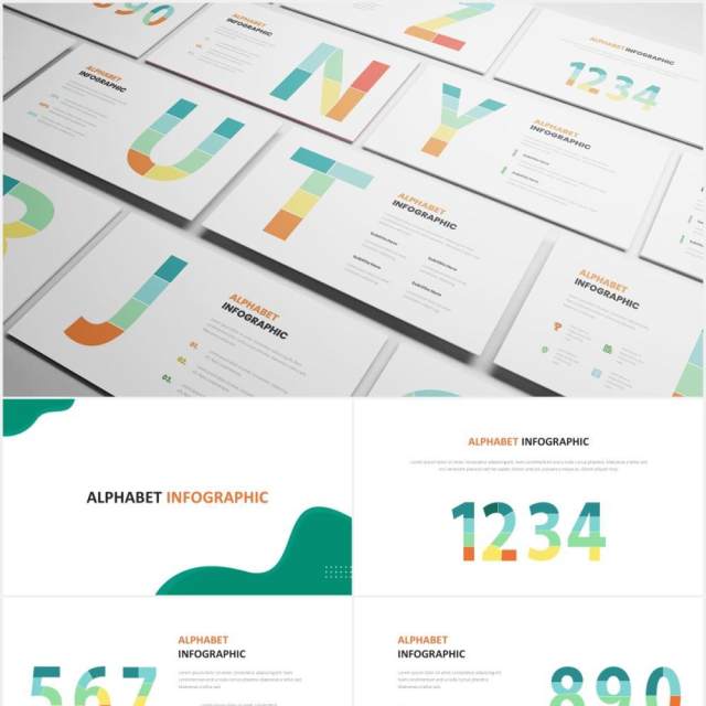 字母拼图信息图表PPT素材Alphabet Infographic Powerpoint Template