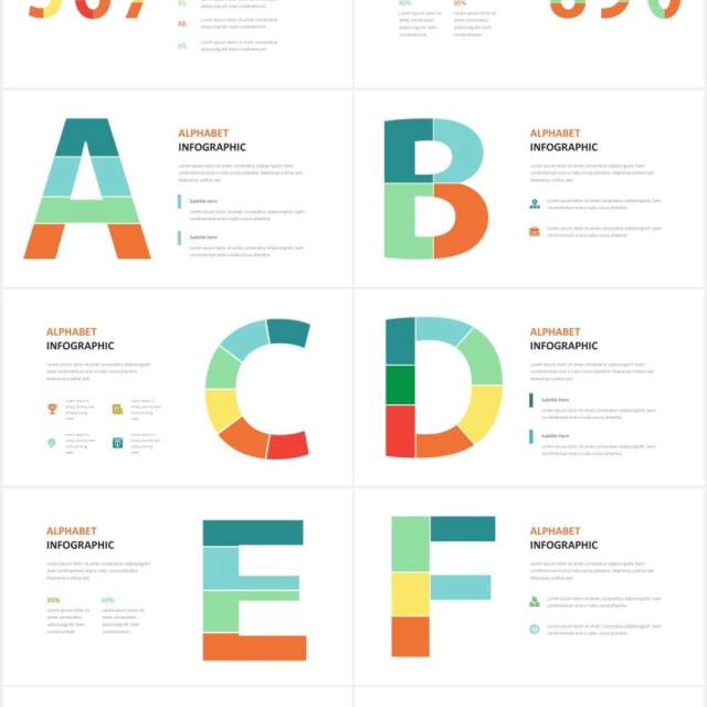 字母拼图信息图表PPT素材Alphabet Infographic Powerpoint Template