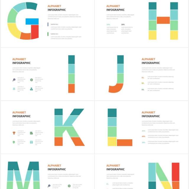 字母拼图信息图表PPT素材Alphabet Infographic Powerpoint Template