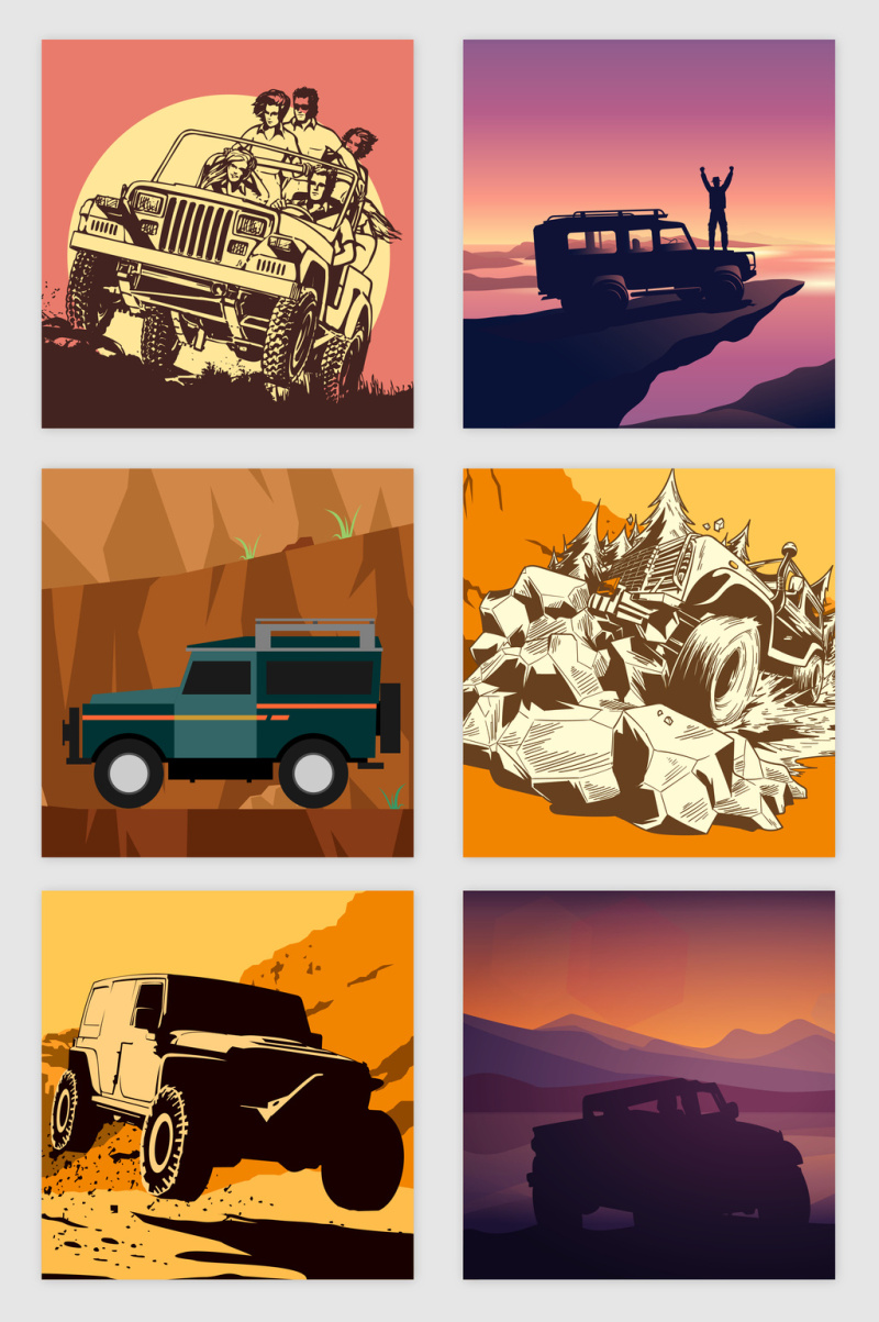 户外越野的汽车矢量素材