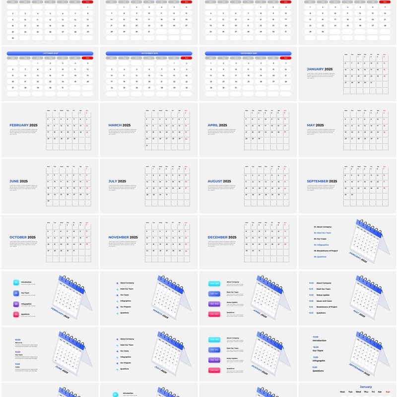 2025年日历PPT模板Calendar_2025_Light_Monday