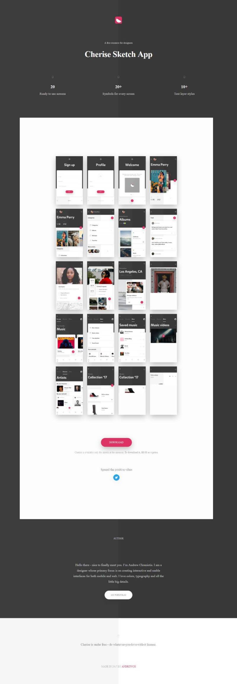 Cherise Free Sketch App UI套件