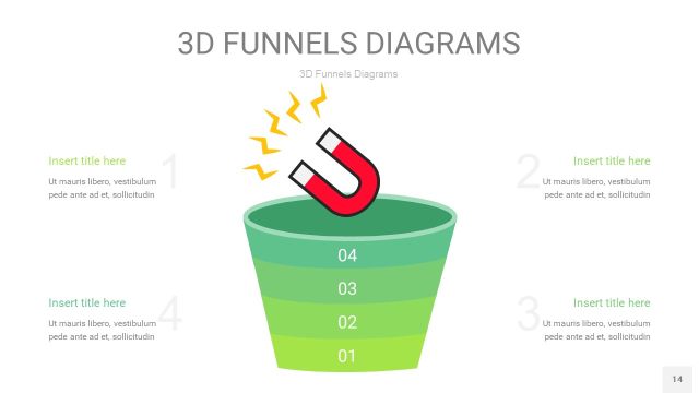 草绿色3D漏斗PPT信息图表14