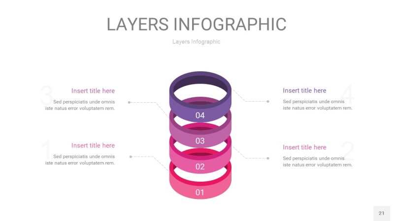 粉紫色3D分层PPT信息图21