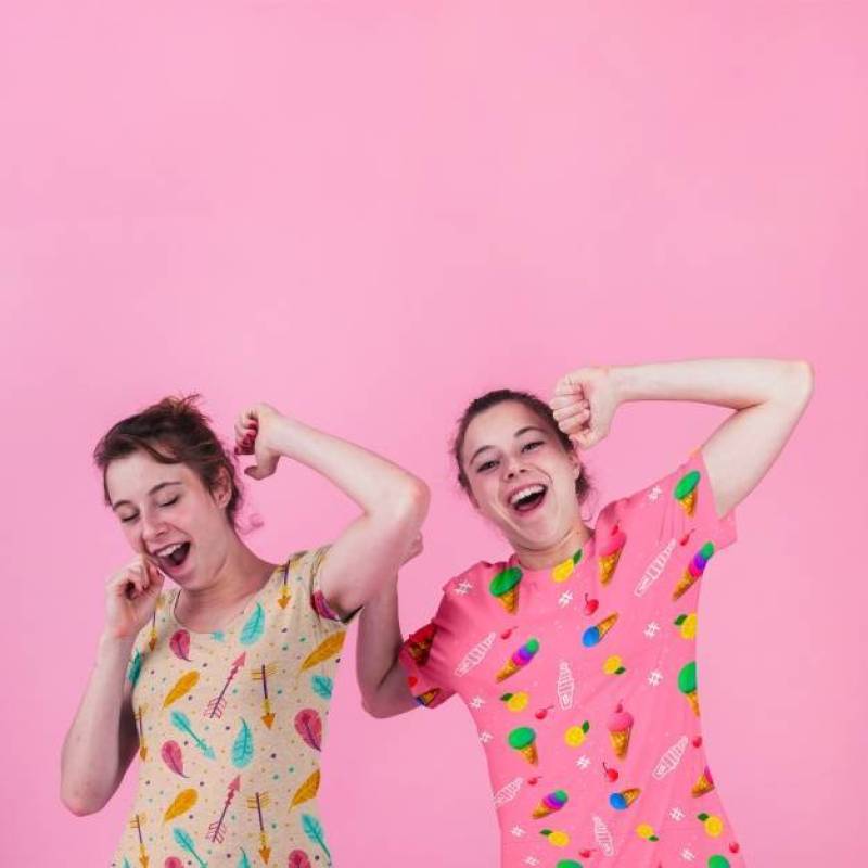 Shirt mockup with young girls