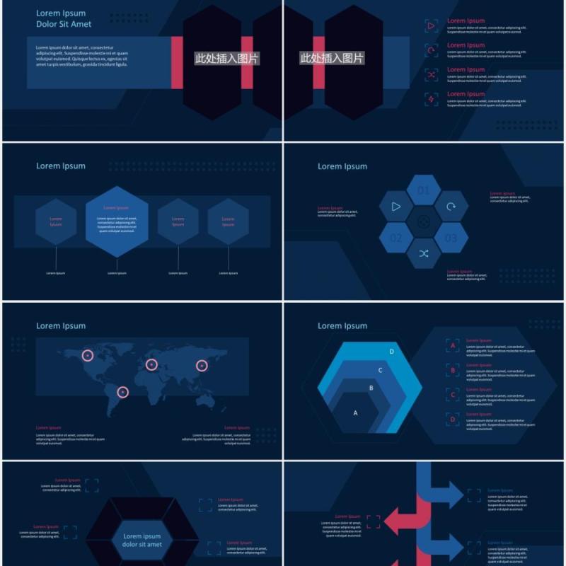 深蓝色机器人人工智能科技PPT图片排版设计模板ROBOBA (DARK) - Tech Presentation Template