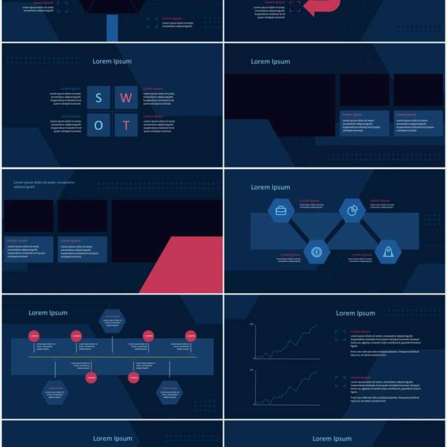 深蓝色机器人人工智能科技PPT图片排版设计模板ROBOBA (DARK) - Tech Presentation Template