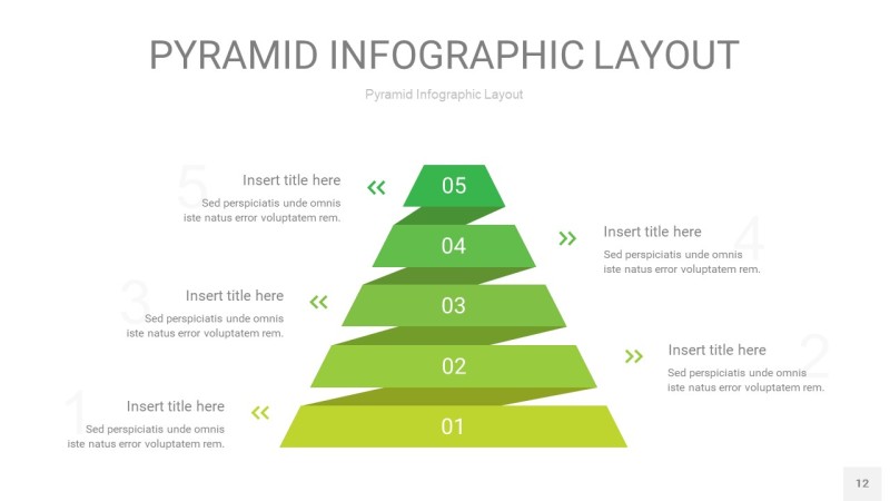 草绿色3D金字塔PPT信息图表12