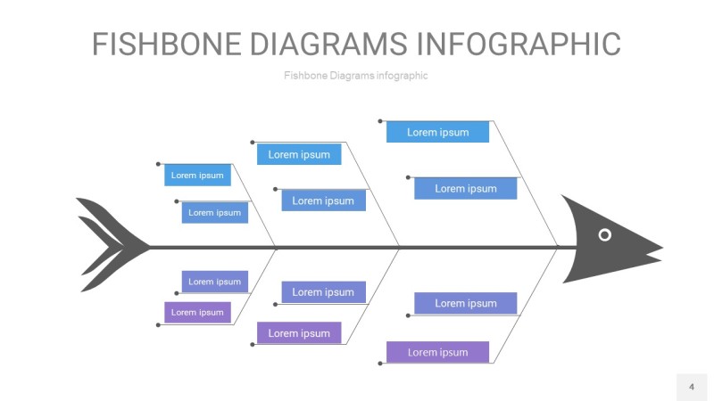 蓝紫色鱼骨PPT信息图表4