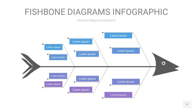 蓝紫色鱼骨PPT信息图表4