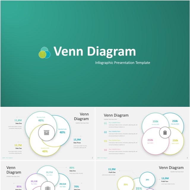 简约线形韦恩图信息图表PPT模板Venn Diagram - Infographic Presentation Template