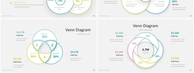 简约线形韦恩图信息图表PPT模板Venn Diagram - Infographic Presentation Template