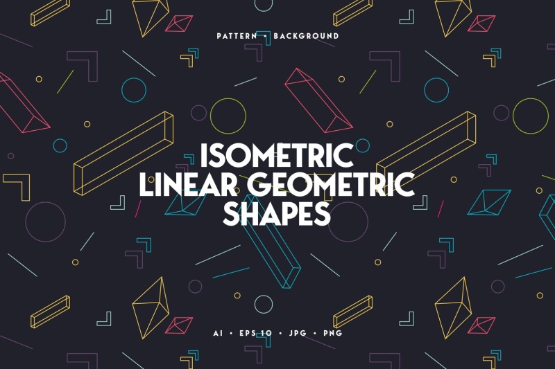 线性等距几何图形背景AI矢量设计素材Linear Isometric Geometric Shapes Background