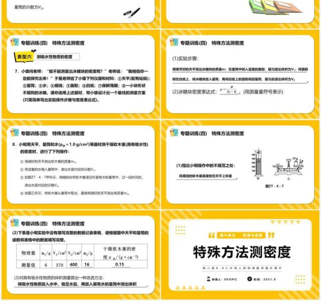 部编版八年级物理上册特殊方法测密度课件PPT模版 部编版八年级物理上册特殊方法测密度课件PPT模版