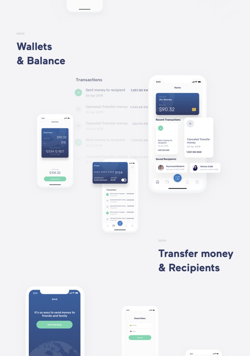 高质量的40+ iOS iPhone X汇款/转账款应用程序屏幕。，Quikpay Remittance IOS app ui kit