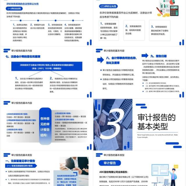 蓝色商务风审计报告企业培训PPT模板 蓝色商务风审计报告企业培训PPT模板
