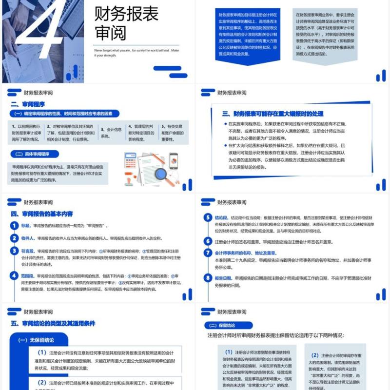 蓝色商务风审计报告企业培训PPT模板