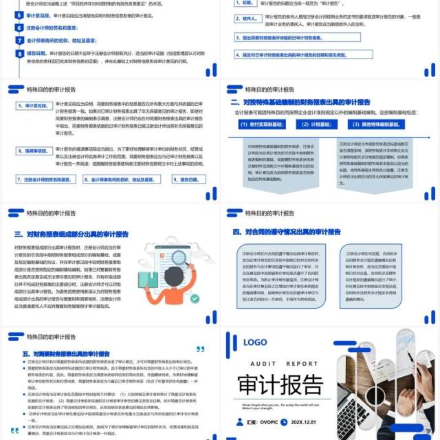 蓝色商务风审计报告企业培训PPT模板 蓝色商务风审计报告企业培训PPT模板