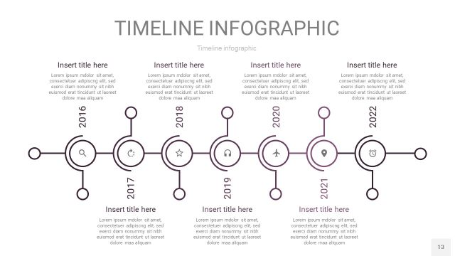渐变紫色时间轴PPT信息图13