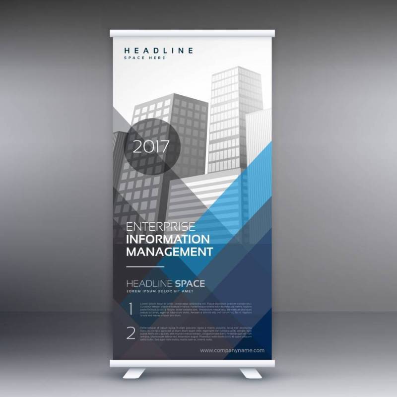 卷起与蓝色和灰色形状为您的预先业务模板