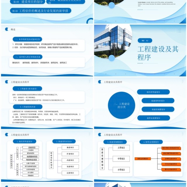 蓝色商务风建筑工程概预算PPT模板