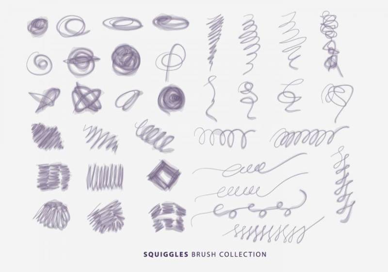 自然波纹刷手绘集合矢量