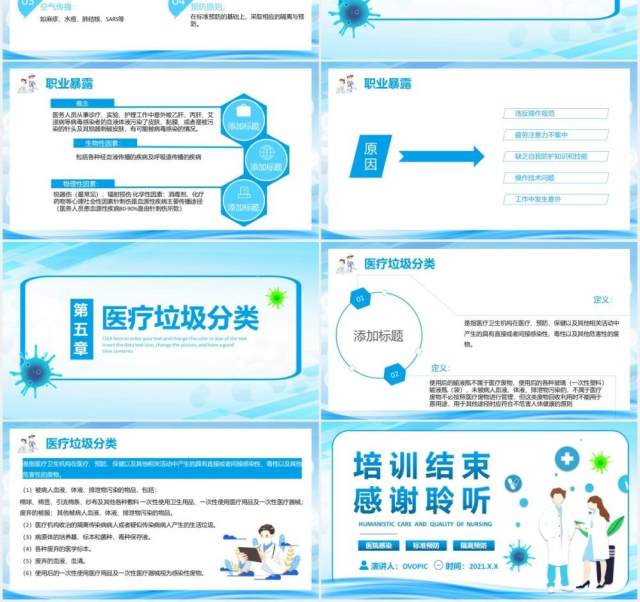 2021蓝色简约医院感染知识宣传介绍PPT模板