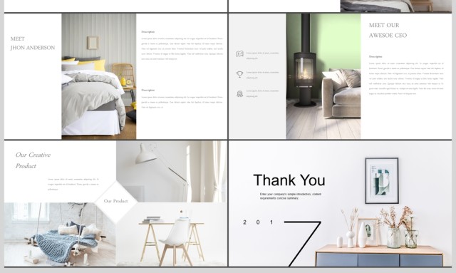 2017宜家简洁室内设计ppt模板