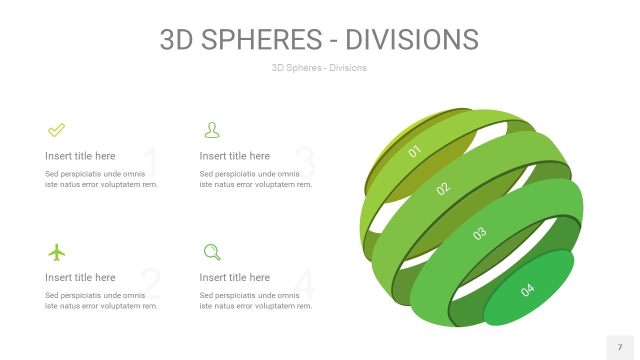 渐变绿色3D球体切割PPT信息图7