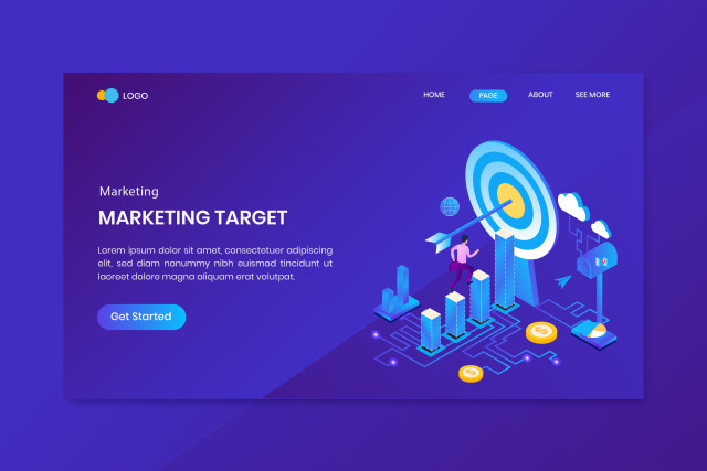 业务目标市场营销等距概念UI平面网站设计插画界面矢量素材Business Target Marketing Isometric Concept Landing Page 业务目标市场营销等距概念UI平面网站设计插画界面矢量素材Business Target Marketing Isometric Concept Landing Page