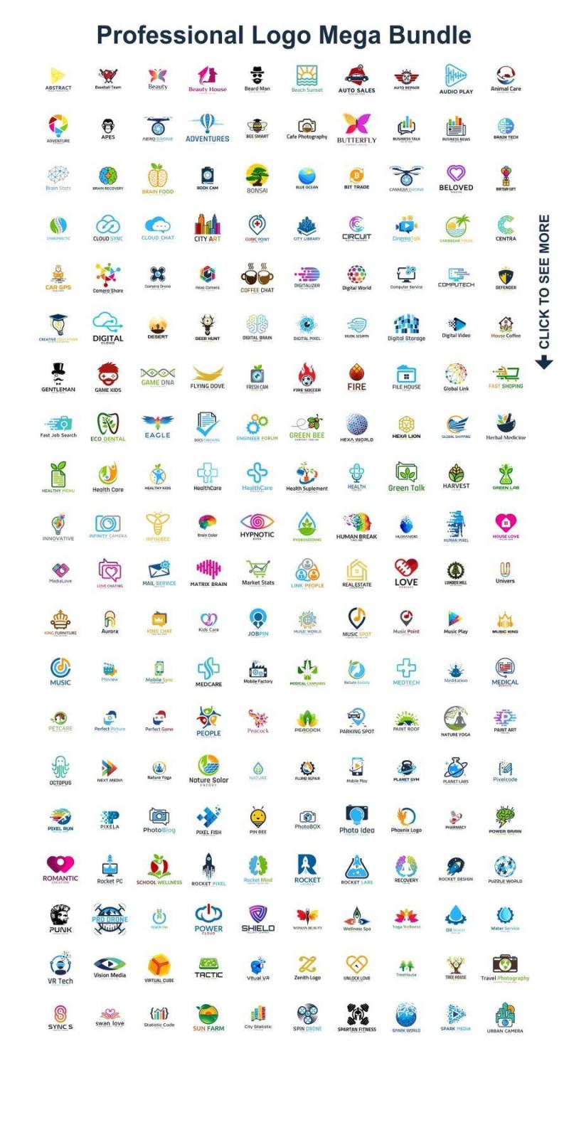 200合1超级LOGO徽标标志合集矢量素材打包下载