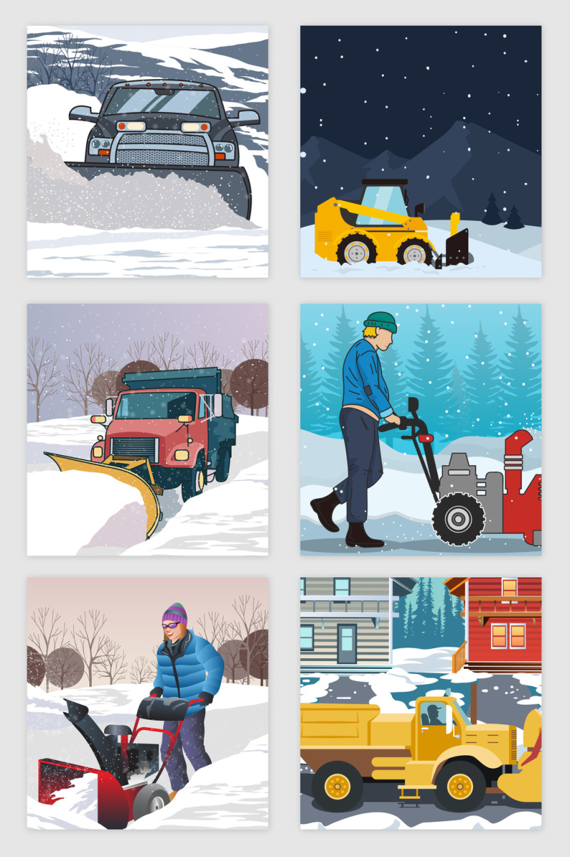 雪地除雪的矢量素材