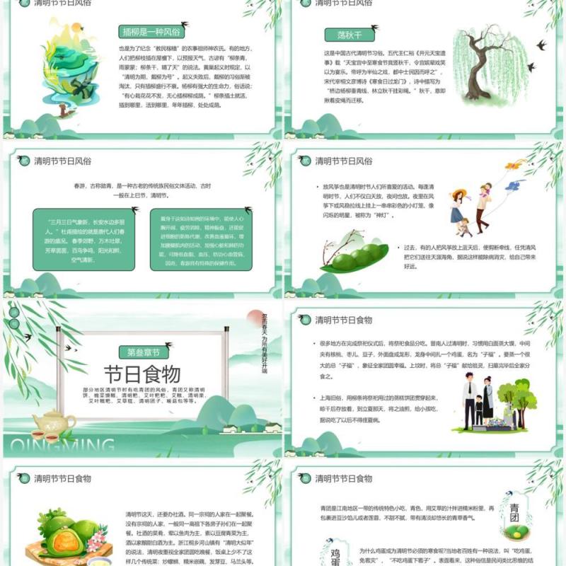 绿色中国风清明节节日介绍PPT模板