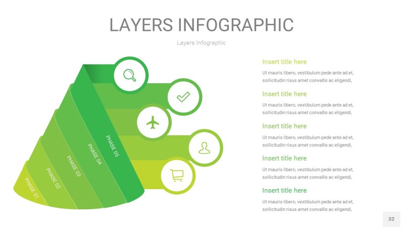 嫩绿色3D分层PPT信息图32