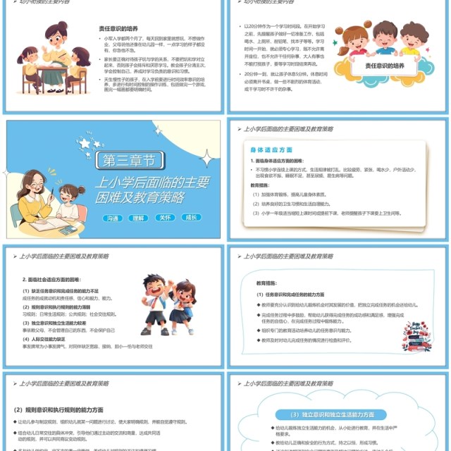 蓝卡通风幼小衔接讲座儿童教育PPT模板 蓝卡通风幼小衔接讲座儿童教育PPT模板