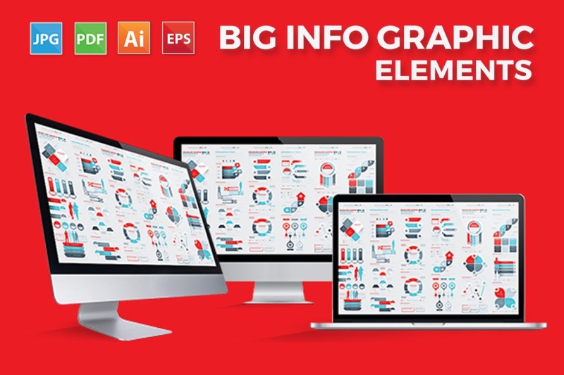 大数据信息图表分析元素模板 Infographics Elements Design