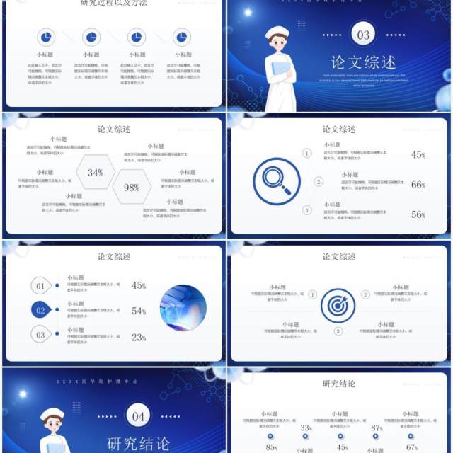 蓝色简约风医学护理专业答辩PPT通用模板