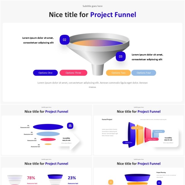 项目漏斗图PPT模板Project Funnel Infographic