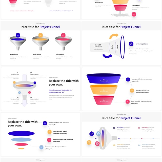 项目漏斗图PPT模板Project Funnel Infographic